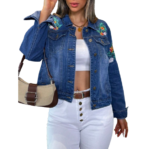 Women's casual embroidered denim jacket