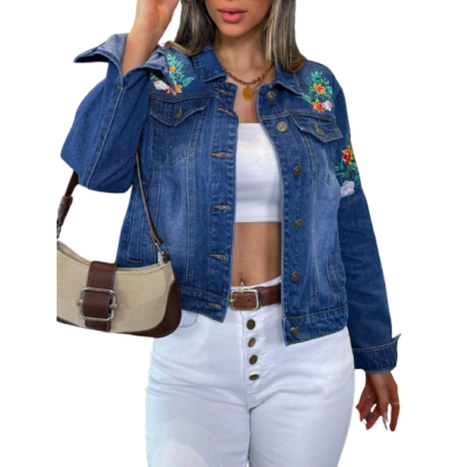 Women's casual embroidered denim jacket