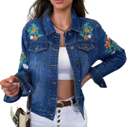 Women's butterfly denim jacket embroidery