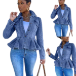 Custom women's denim varsity jacket
