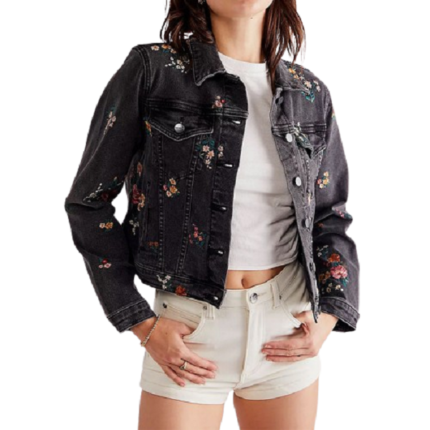 Women's embroidered denim coat
