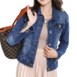 Women's frayed washed denim jacket