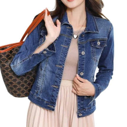 Women's frayed washed denim jacket