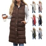 Women’s longline hooded puffer vest