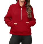 Women's plus size half zip fleece hoodie