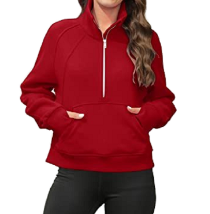 Women's plus size half zip fleece hoodie