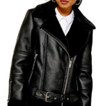 Women's plus size quilted leather jacket
