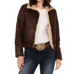 Custom women's sheepskin aviator jacket