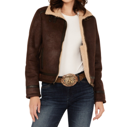 Custom women's sheepskin aviator jacket