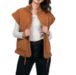 Women's stand collar quilted vest