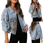 Custom women's denim varsity bomber jacket