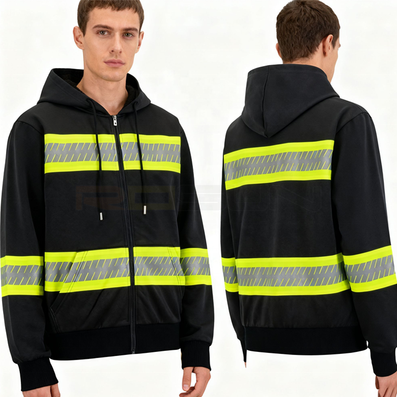 Custom Reflective Fleece Safety Hoodie ANSI Class 3 EN ISO 20471 (5)