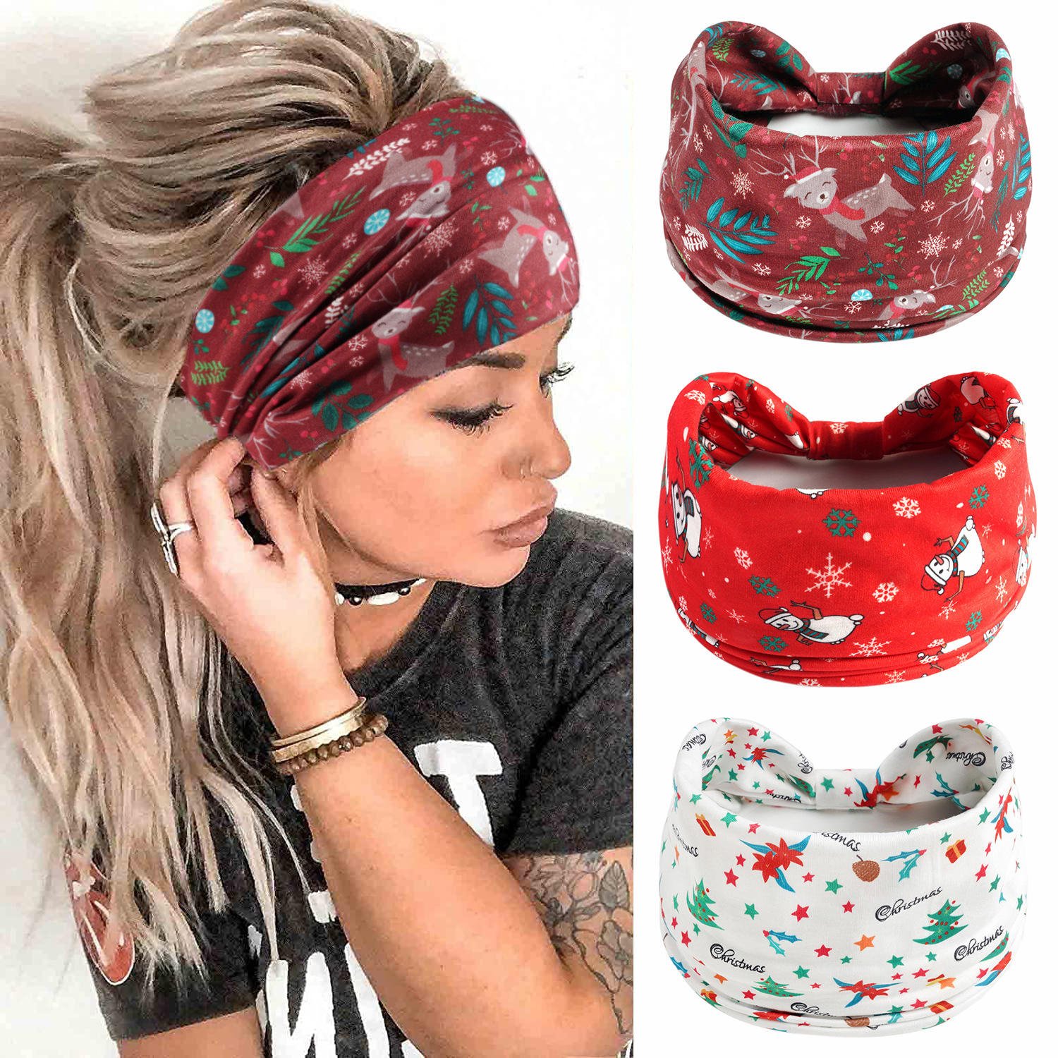 High Elastic Christmas Animal Print Non-Slip Headband for Women (3)