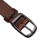 Genuine leather belt with metal buckle