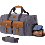 Private label canvas leather duffle bag