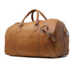 Custom leather duffle bag detail
