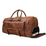 Custom genuine leather duffle bag detail