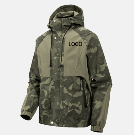 Custom men's camo zipper jacket with hood