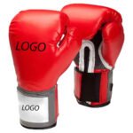 Custom leather boxing gloves with hook-and-loop closure