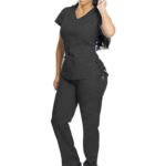 Custom V-neck medical scrubs with jogger pants