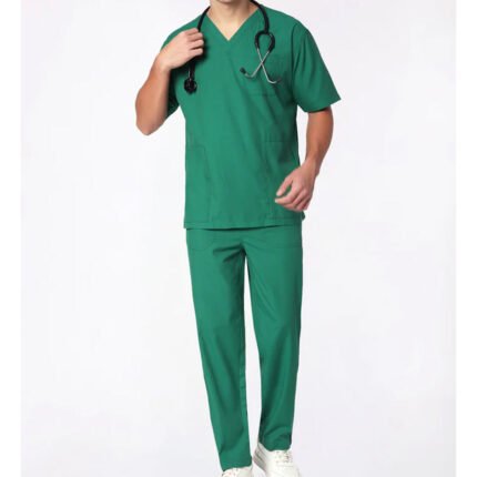 Men’s scrubs set with V-neck medical top and matching pants