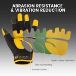 Reinforced leather mechanic work gloves