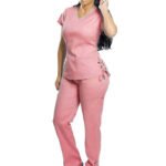 Spandex-blend stretch medical scrub uniform
