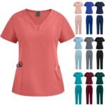 Unisex polyester spandex medical scrub set
