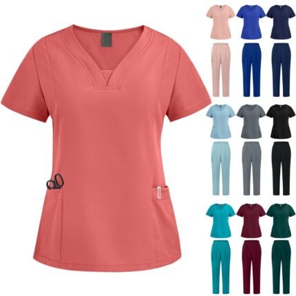 Unisex polyester spandex medical scrub set