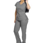 V-neck athletic medical scrub top